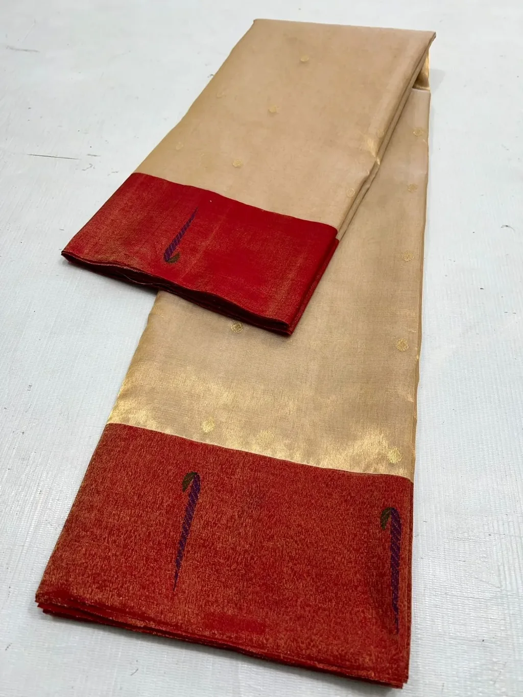 Pure Chanderi Silk Pattu Wedding Saree with Maggam Work Blouse - ethnic Indian fashion from Swathi Design