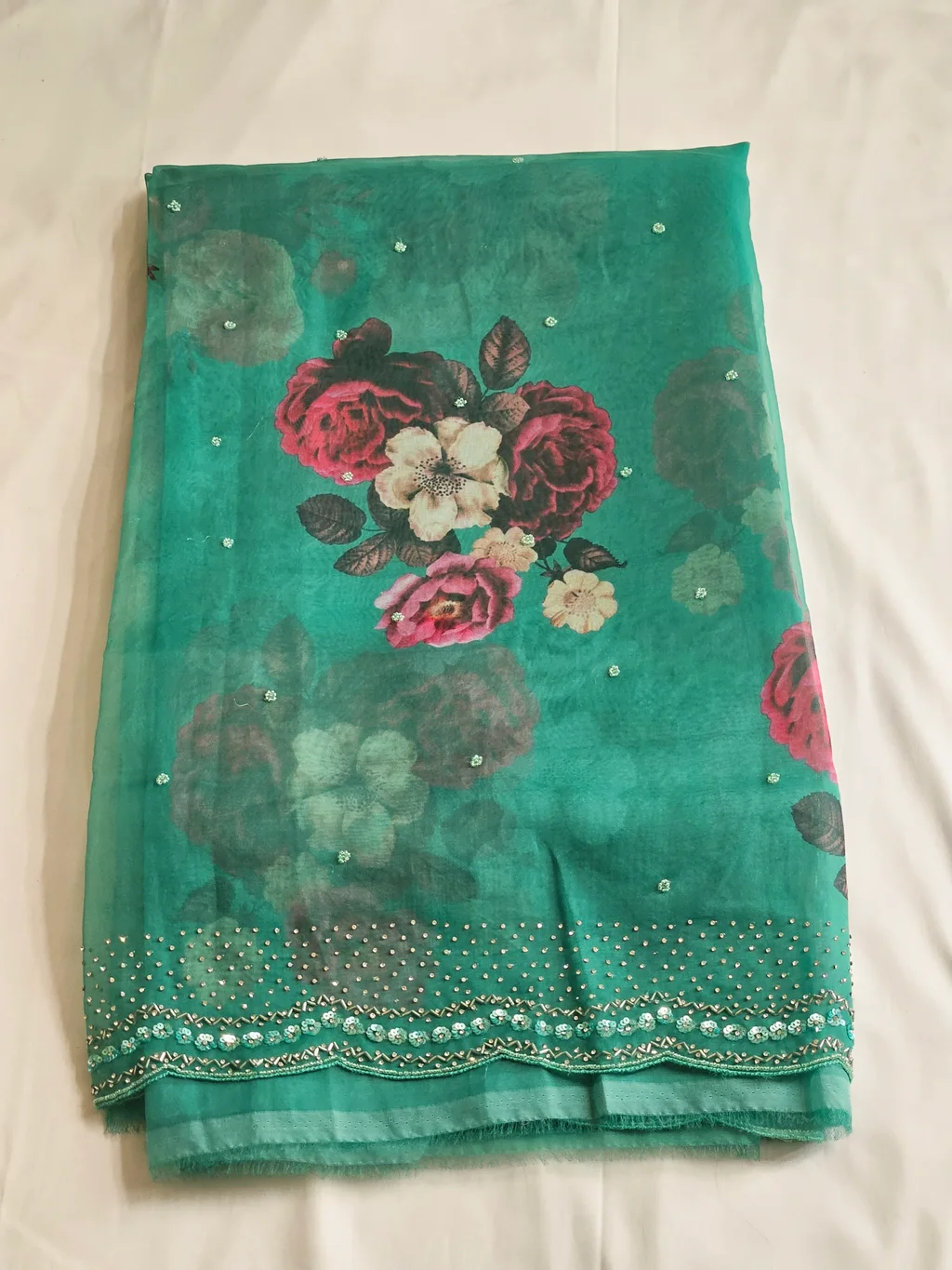 Pure Organza Floral Embroidered Saree - Elegant Indian Ethnic Wear - ethnic Indian fashion from Swathi Design