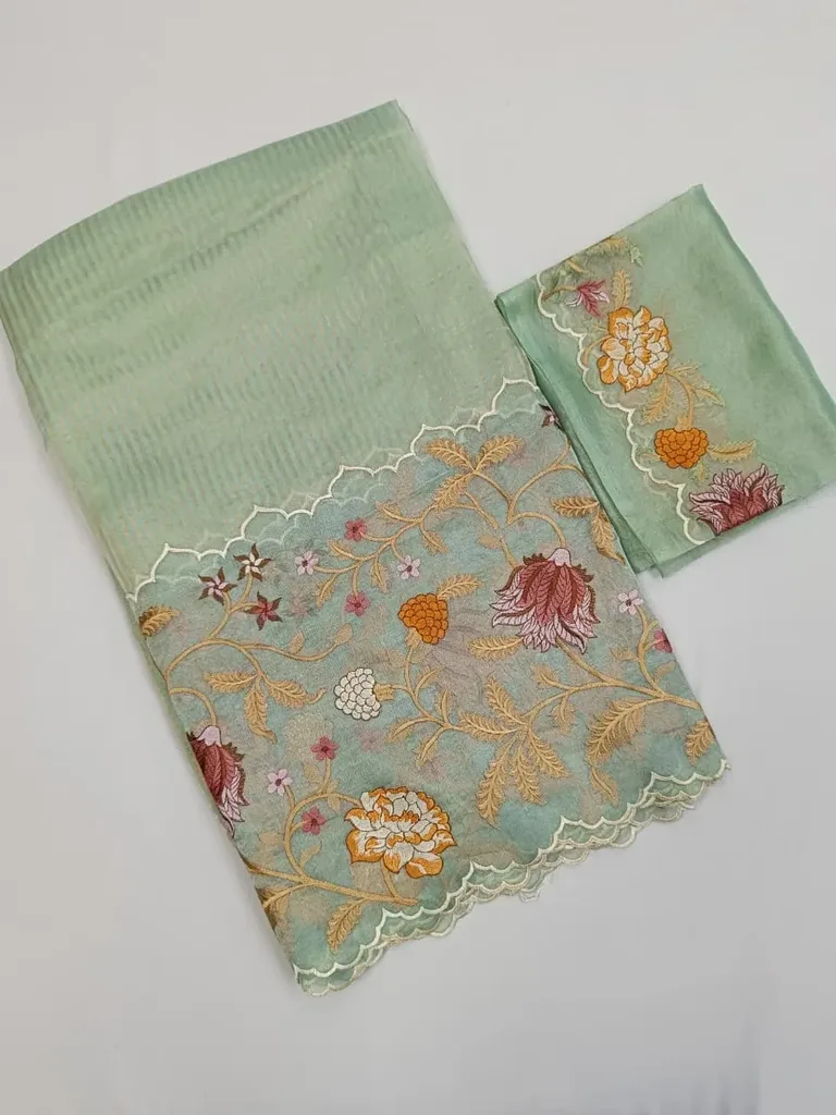 Handwoven Banarasi Kora Tissue Saree with Zari Motifs - Regal Elegance - ethnic Indian fashion from Swathi Design