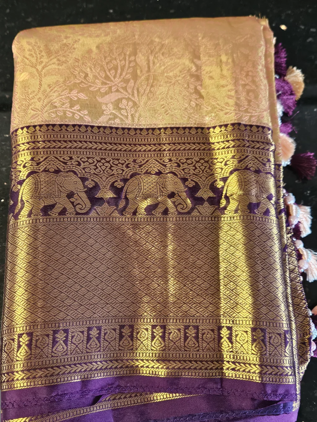 Handwoven Kanchipuram Silk Saree with Gold Zari for Weddings - ethnic Indian fashion from Swathi Design