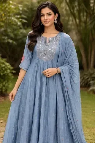 Pastel Pure Mul Chanderi Silk Suit Set for Weddings & Festive Elegance - ethnic Indian fashion from Swathi Design