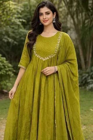 Luxury Mul Chanderi Silk Beige Suit for Weddings & Festive Occasions - ethnic Indian fashion from Swathi Design