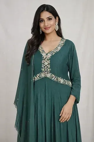 Pure Chinon Anarkali Gown - Ethnic Wedding & Festive Wear for Women - ethnic Indian fashion from Swathi Design