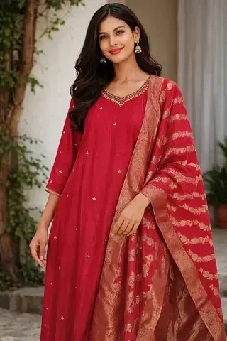 Gold Pure Dola Silk Gown for Indian Weddings, Diwali & Festive Occasions - ethnic Indian fashion from Swathi Design