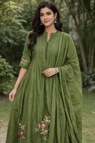 Elegant Mul Chanderi Silk Suit for Weddings & Festivals - ethnic Indian fashion from Swathi Design