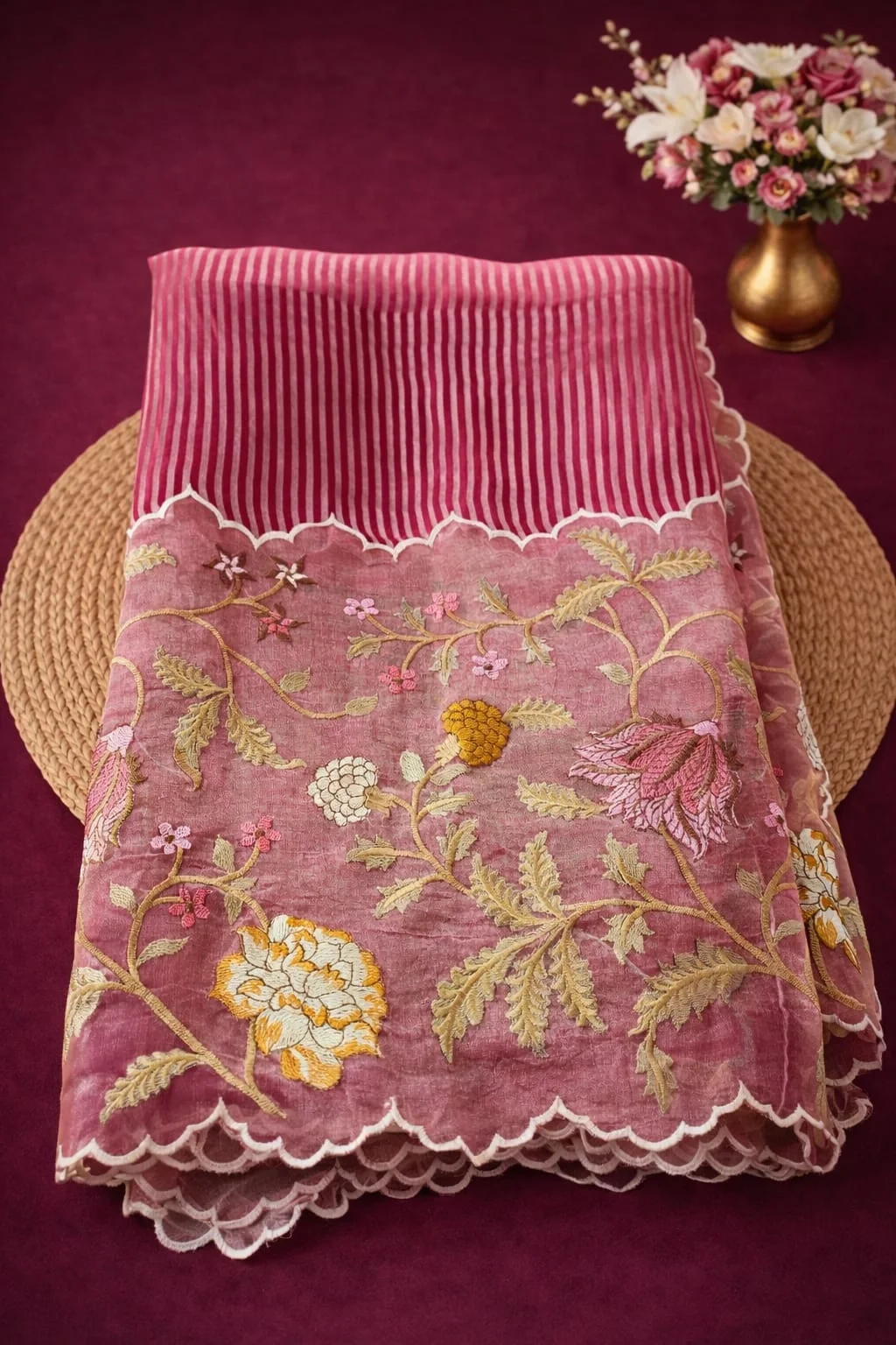 Exquisite Pure Banarasi Kora Tissue Saree - Golden Elegance - ethnic Indian fashion from Swathi Design