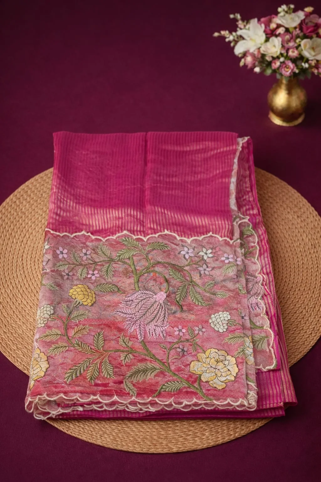 Elegant Pure Banarasi Kora Tissue Saree with Lustrous Finish - ethnic Indian fashion from Swathi Design