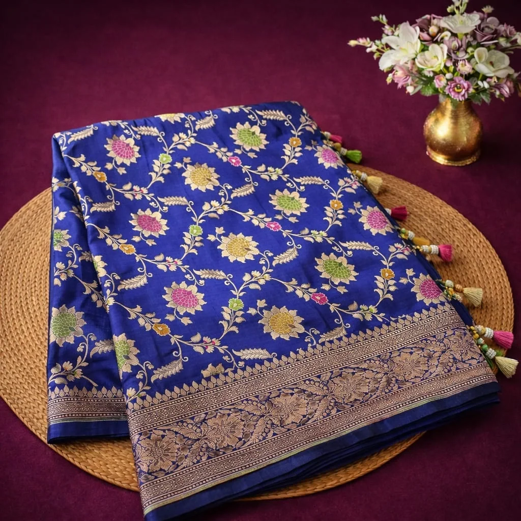Luxurious Pure Banarasi Katan Silk Saree with Meenakari Weaving - ethnic Indian fashion from Swathi Design
