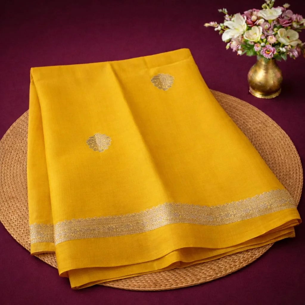 Luxurious Pure Banarasi Raw Mango Handloom Saree for Festive Elegance - ethnic Indian fashion from Swathi Design