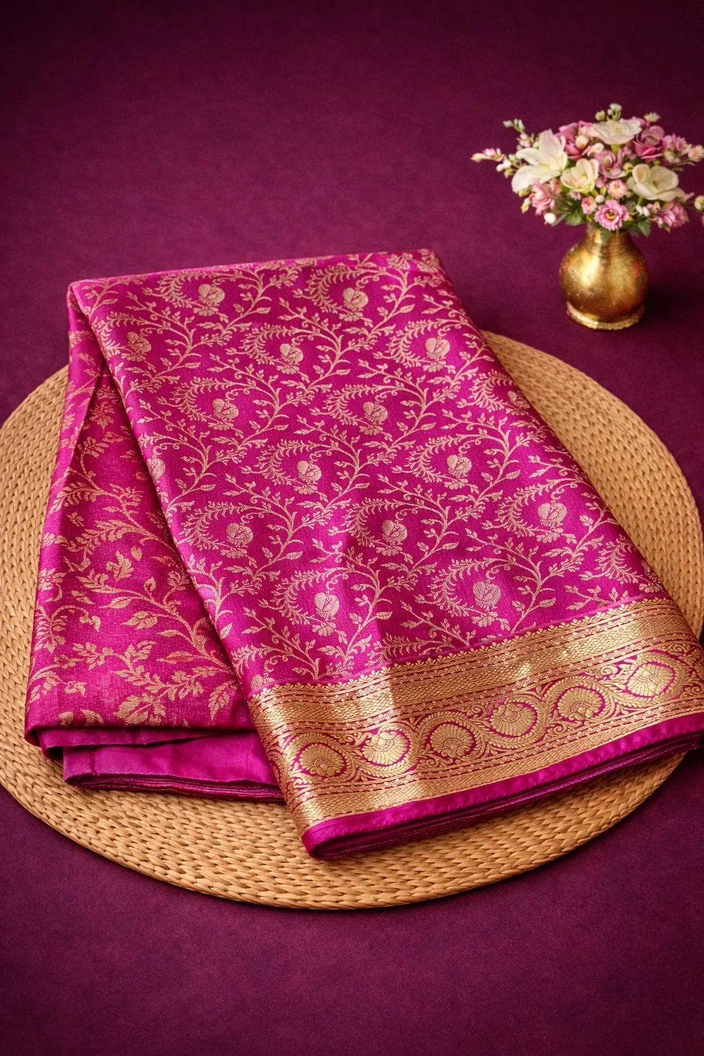 Pure Brocade Mysore Silk Saree 120gms – Handwoven Indian Wedding & Festive Wear - ethnic Indian fashion from Swathi Design