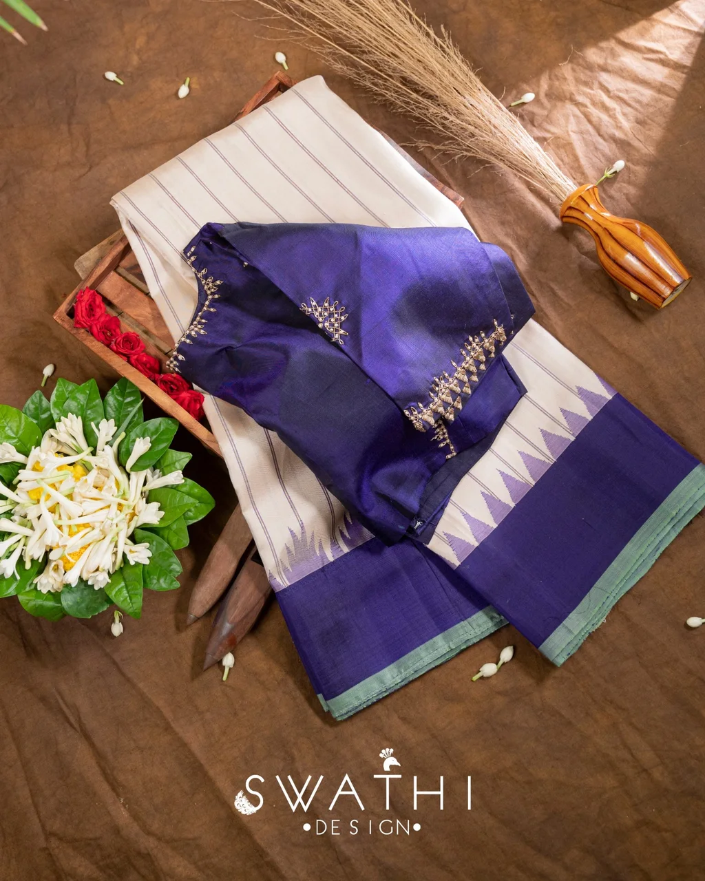 Pure Gadwal Silk Pattu Saree with Handcrafted Maggam Work Blouse – Rich Indian Elegance - ethnic Indian fashion from Swathi Design
